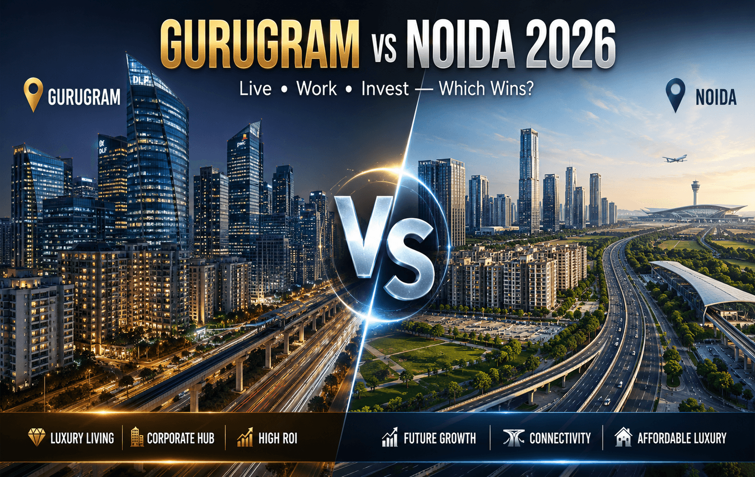Gurugram vs Noida: Which One is Better to Live, Work and Invest in 2026?