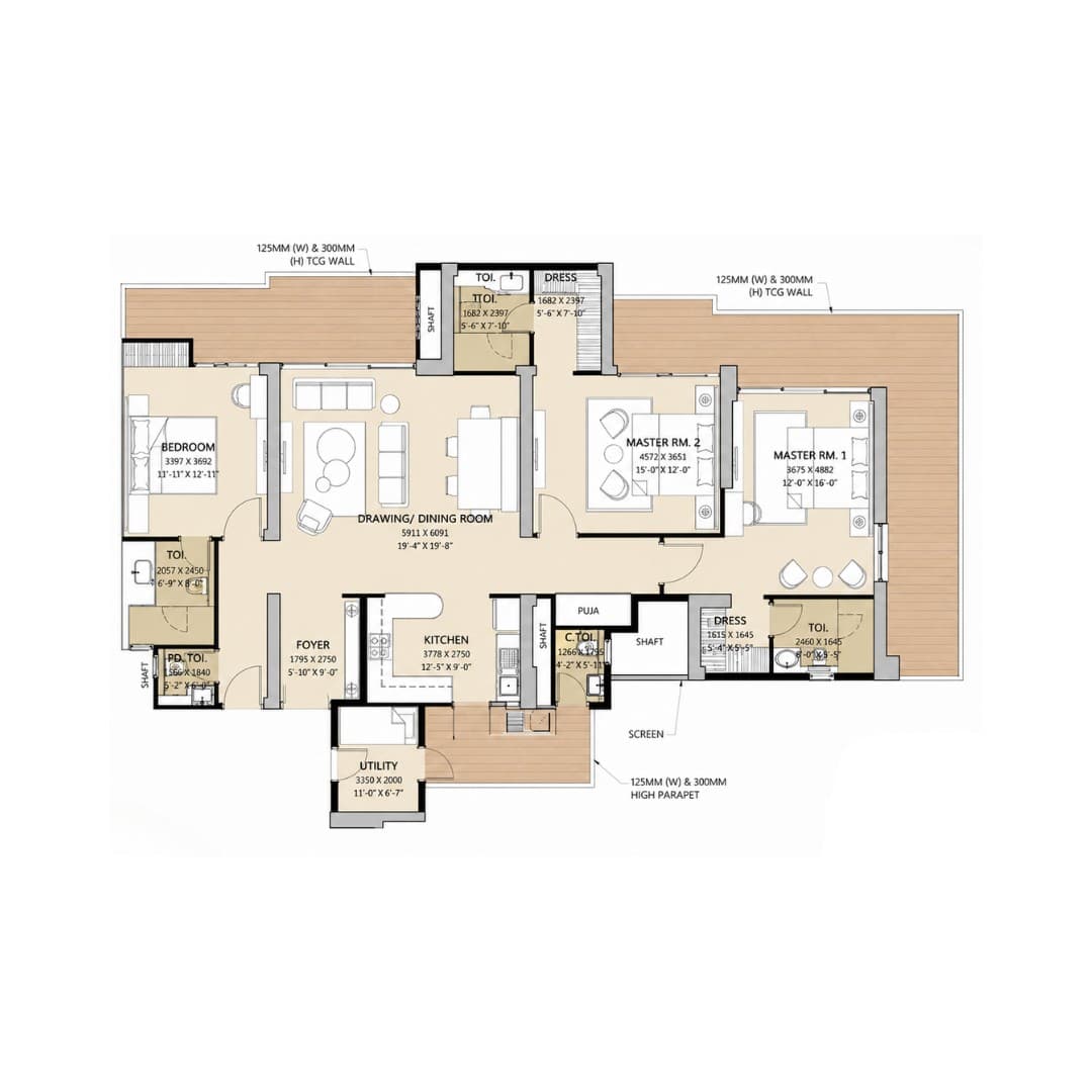 Navraj Kingstown Heights 4BHK+Study Apartment