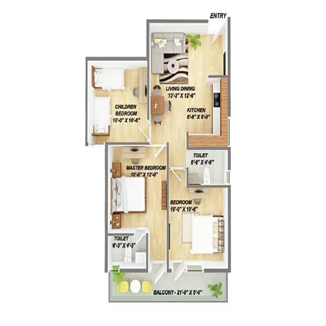 GLS Arawali Homes Floor plan 3BHK