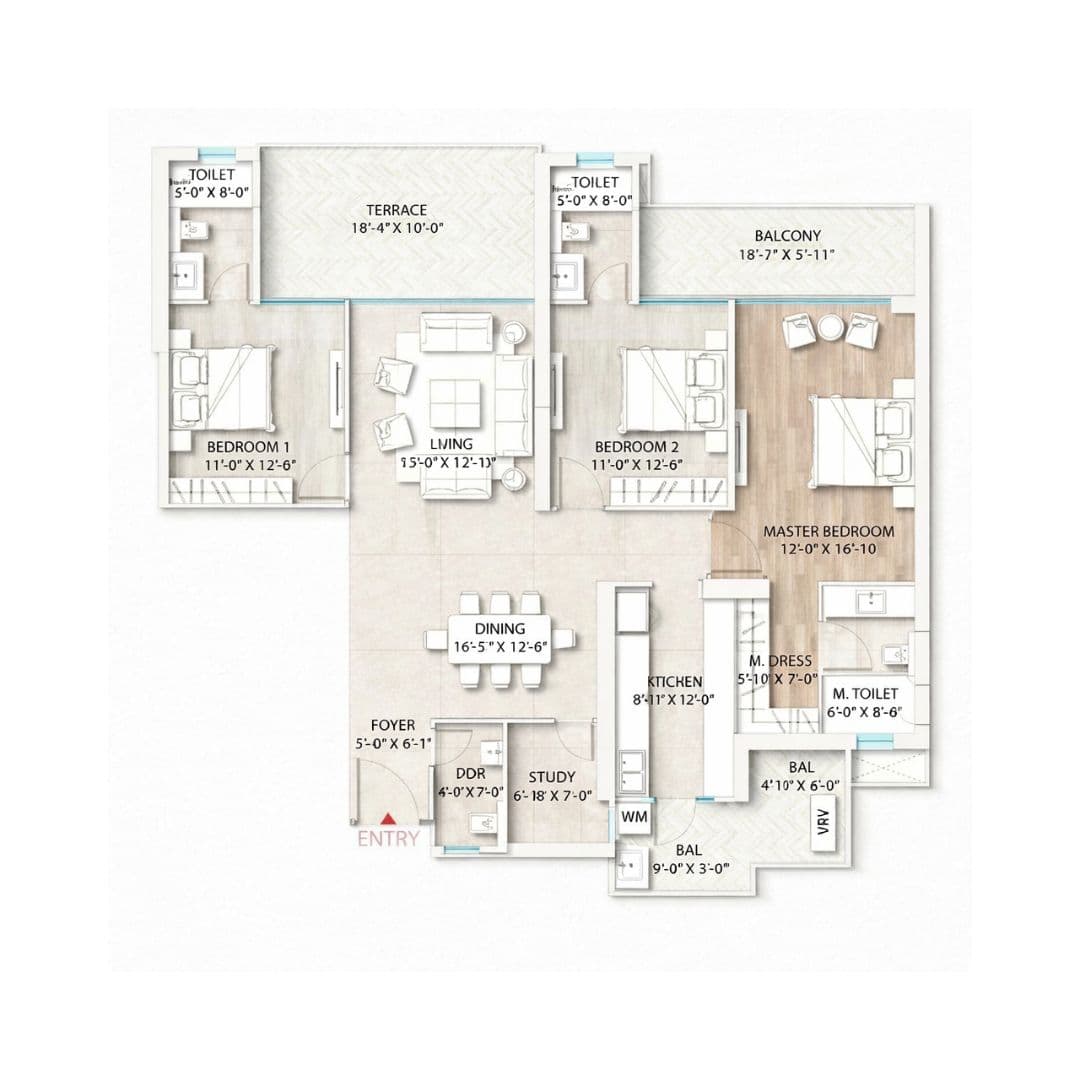 suncity monarch 3 bhk price