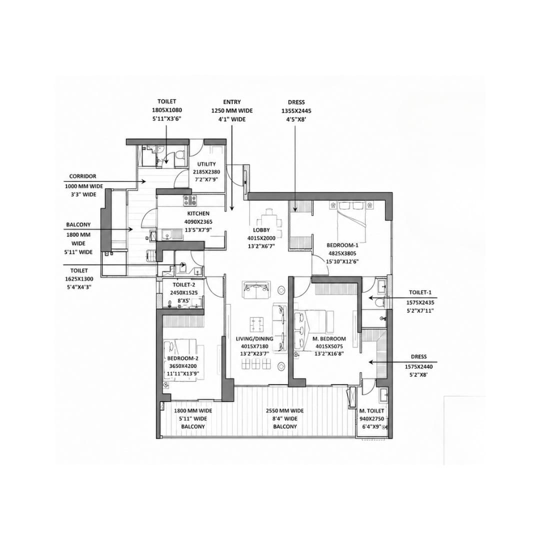 Godrej Miraya 3BHK Apartment