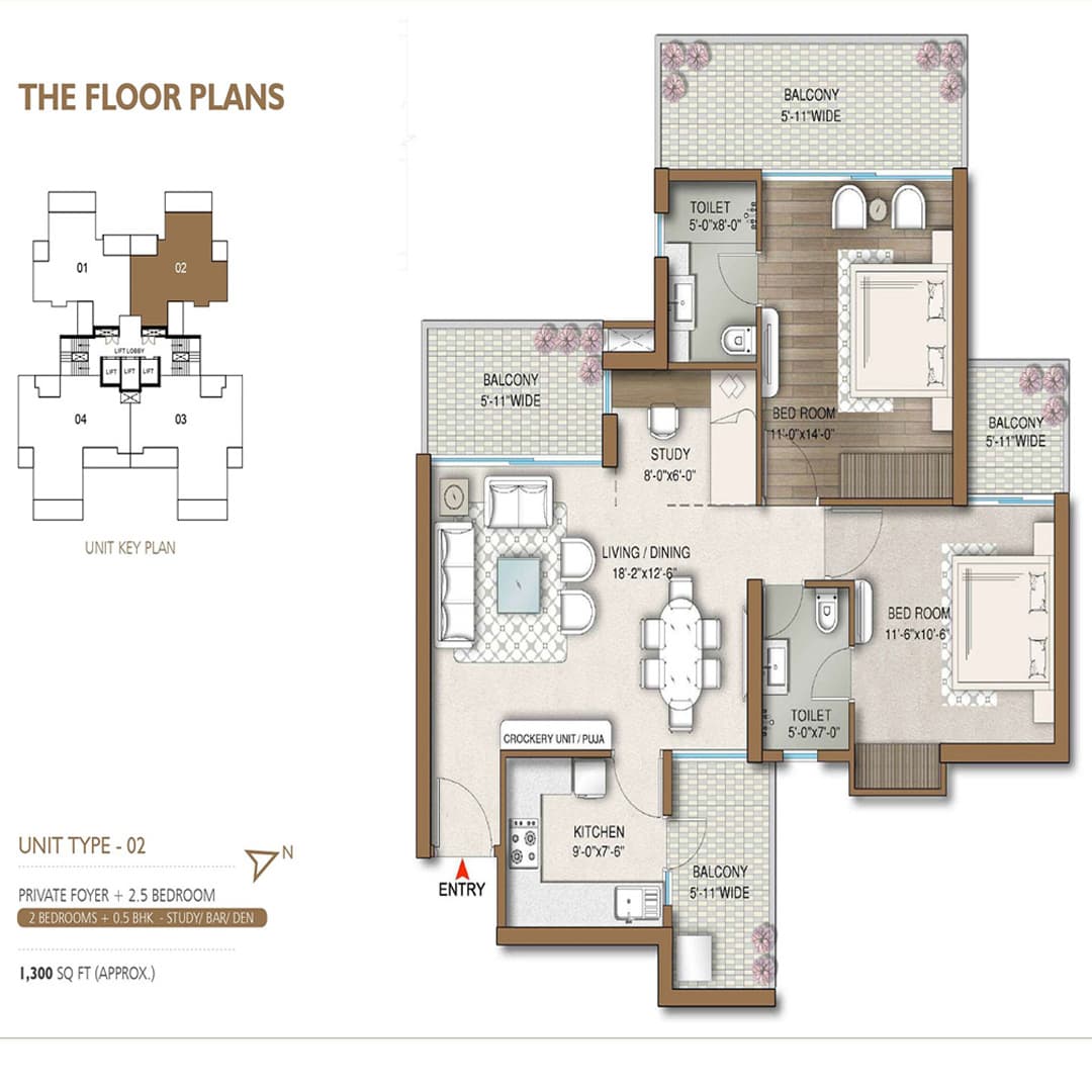2.5 BHK Floor Plan of M3M Capital