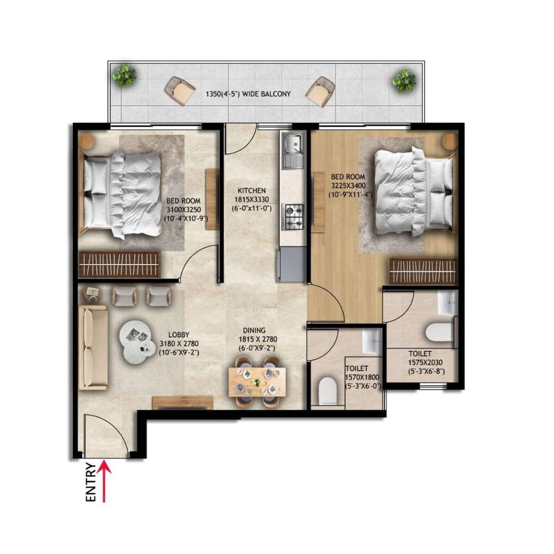 Floor Plans affordable housing 2BHK Sector 3