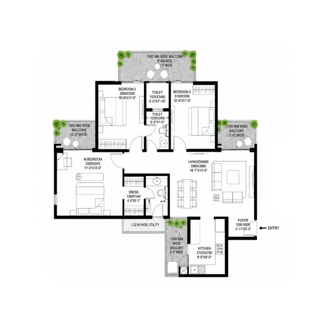 Godrej Serenity 3 BHK Apartment