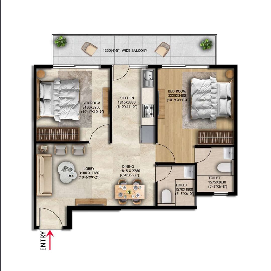 Floor Plans Nakshtra By Nowara 2BHK