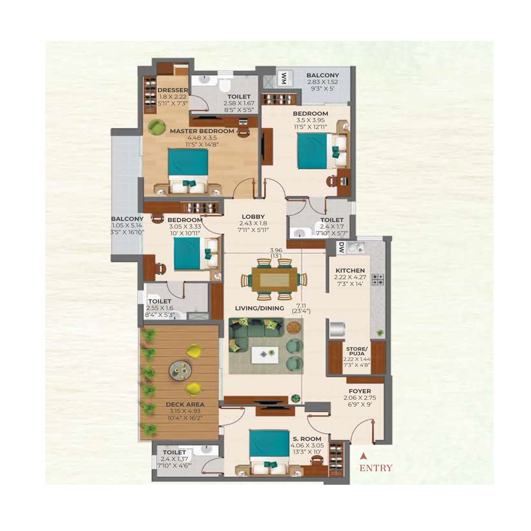 Ashiana Amarah Floor-Plan 4BHK