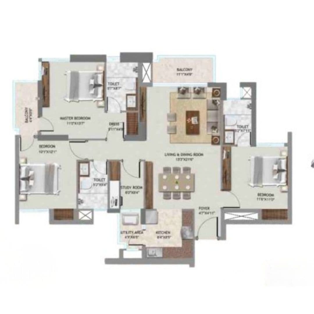 SS Cendana Residences 3BHK+3T+Study