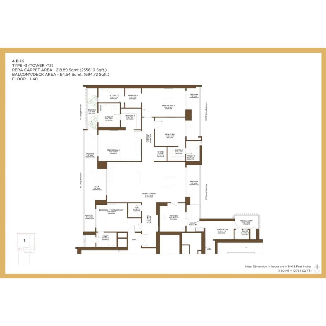 Birla Arika Sector 31 Type 3 Floor Plan