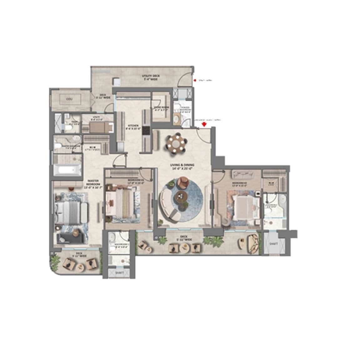 Whiteland Urban Resort 3BHK Floor Plan