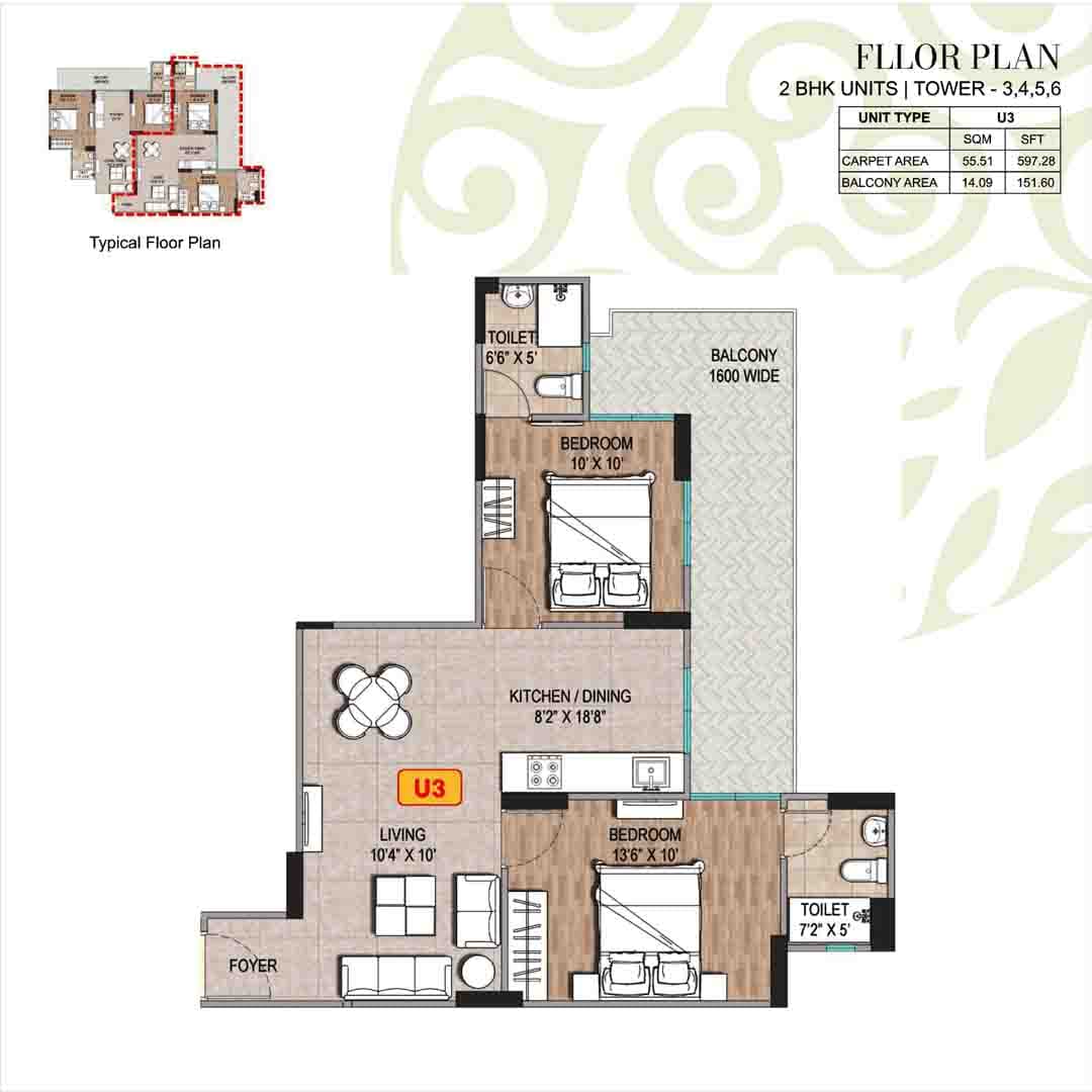 2bhk utility possession in Mansha Evernest