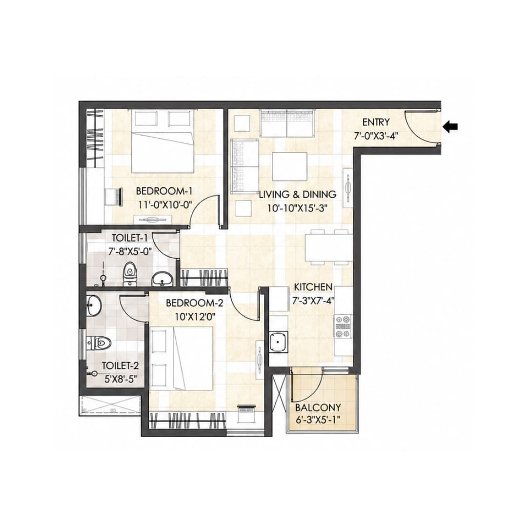 Adani Aangan 2BHK Apartment
