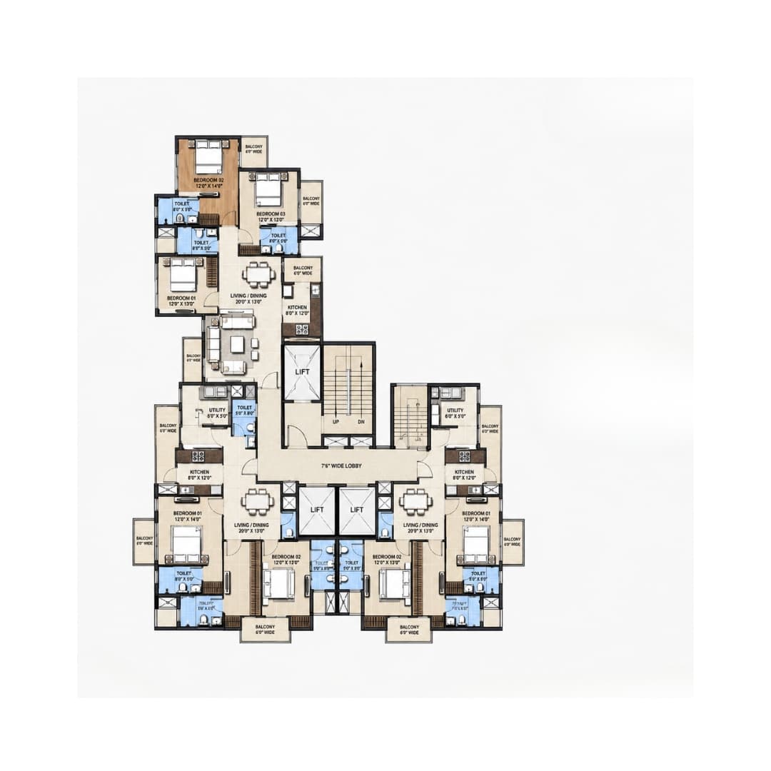 SS Kiavasa Sector 833BHK+3T Apartment