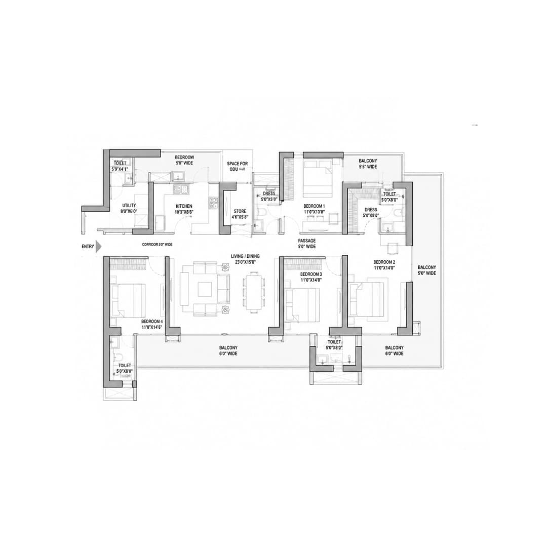 Godrej Zenith 89 3BHK Floor Plan