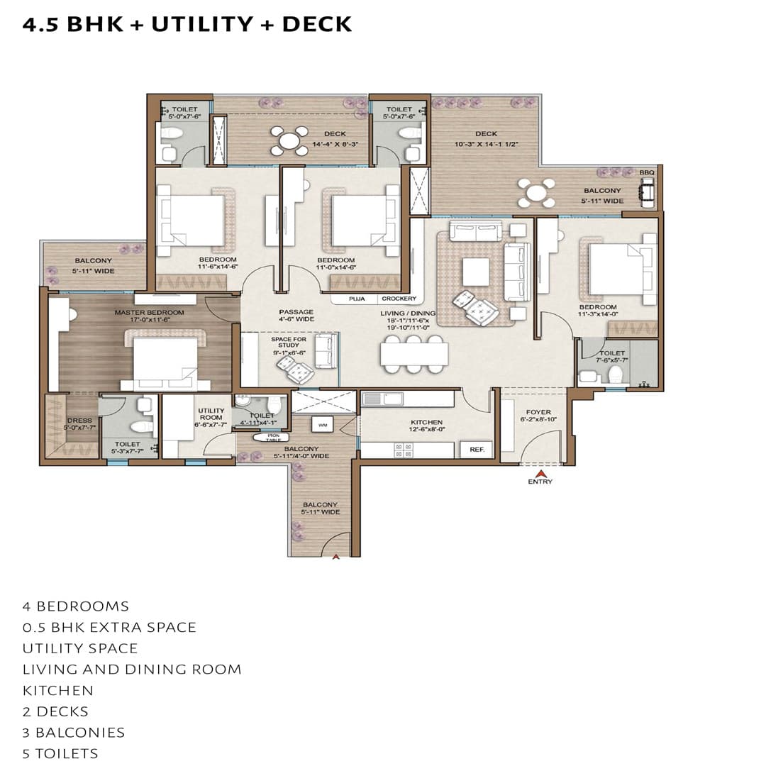 Smart World One DXP 113 4.5BHK Floor plan