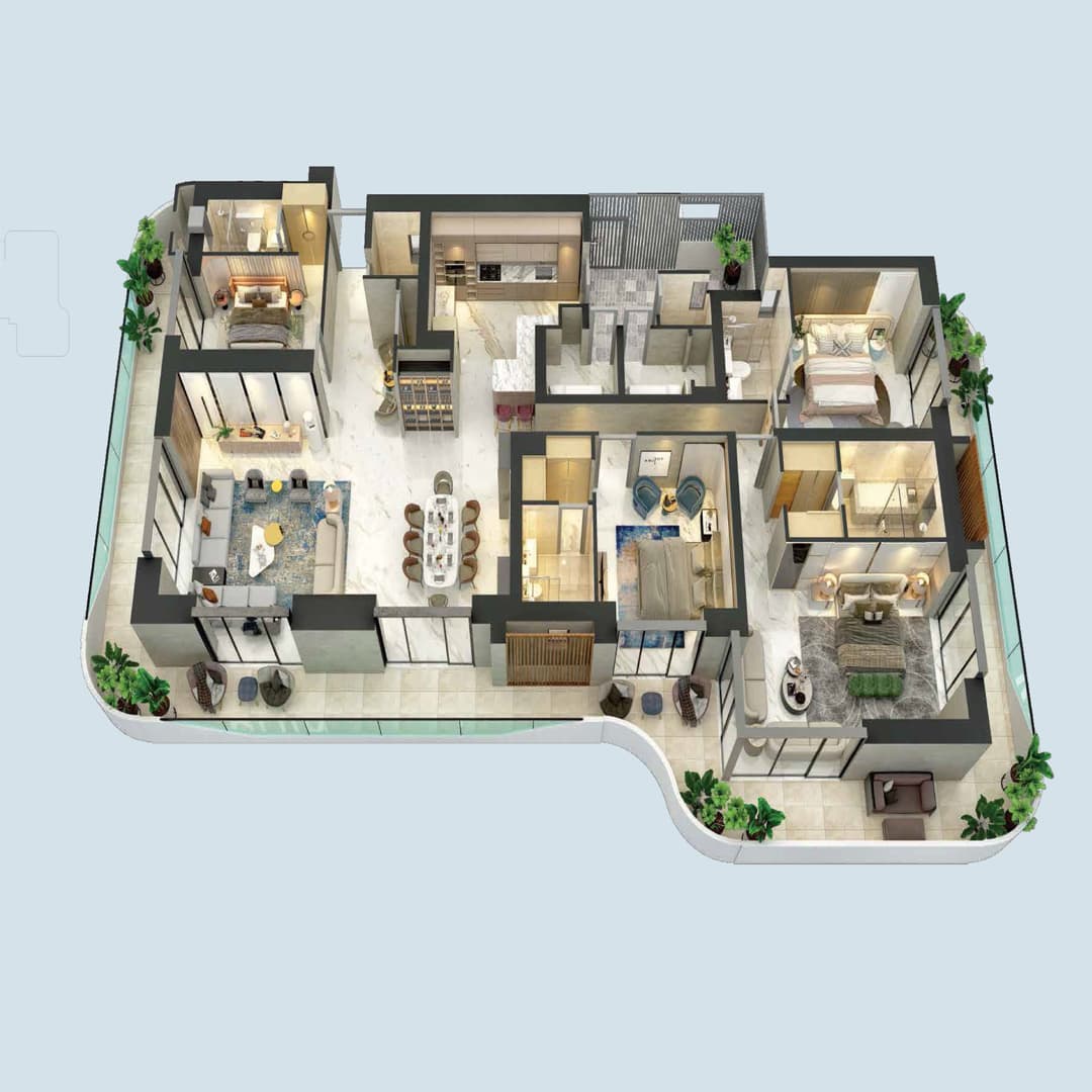 3 and 4 luxurious high-rise residences