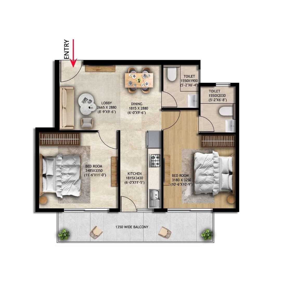 Floor Plans Nakshtra By Nowara 2BHK Sector 3