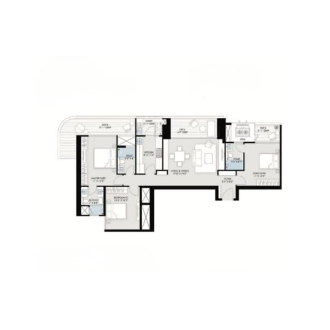 BPTP Gaia Residences 3 BHK Floor Plan