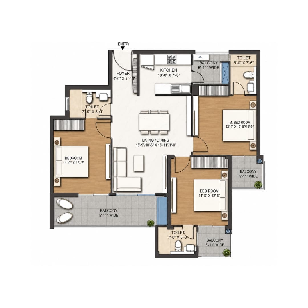 M3M Crown 3BHK