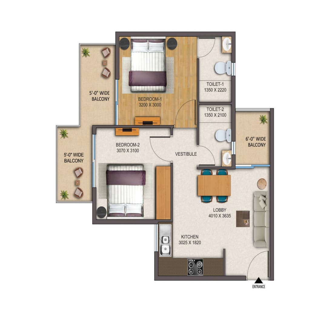 2BHK Floor Plan
