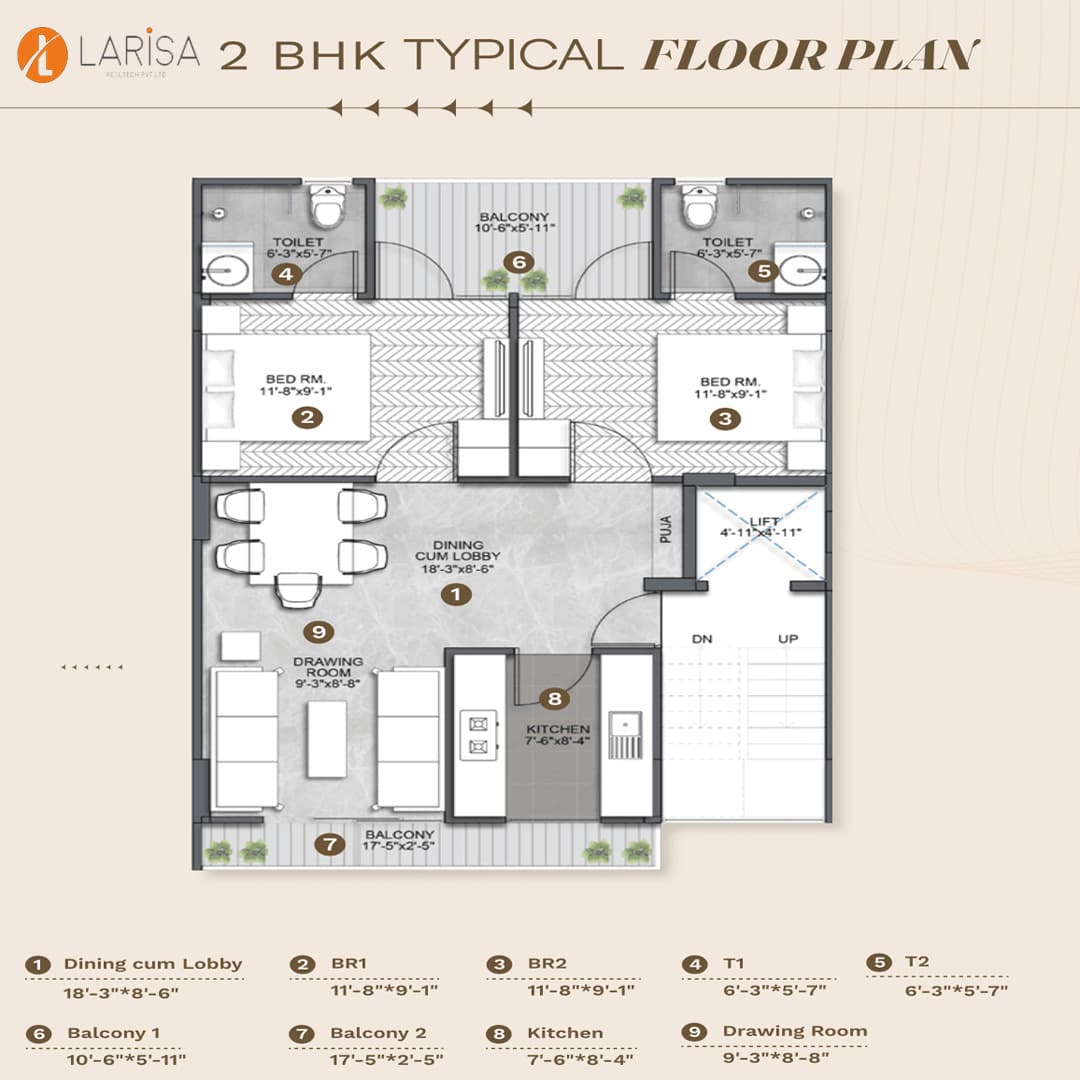 Prime Residences 2BHK floor plan