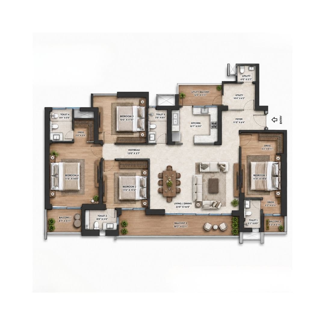 Conscient Parq Sector 80 4BHK+UT