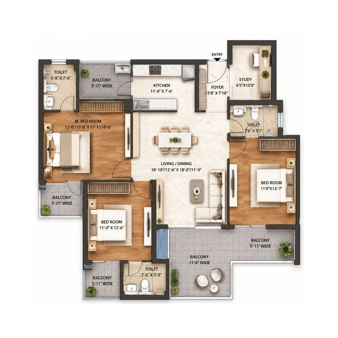 M3M Crown 3BHK