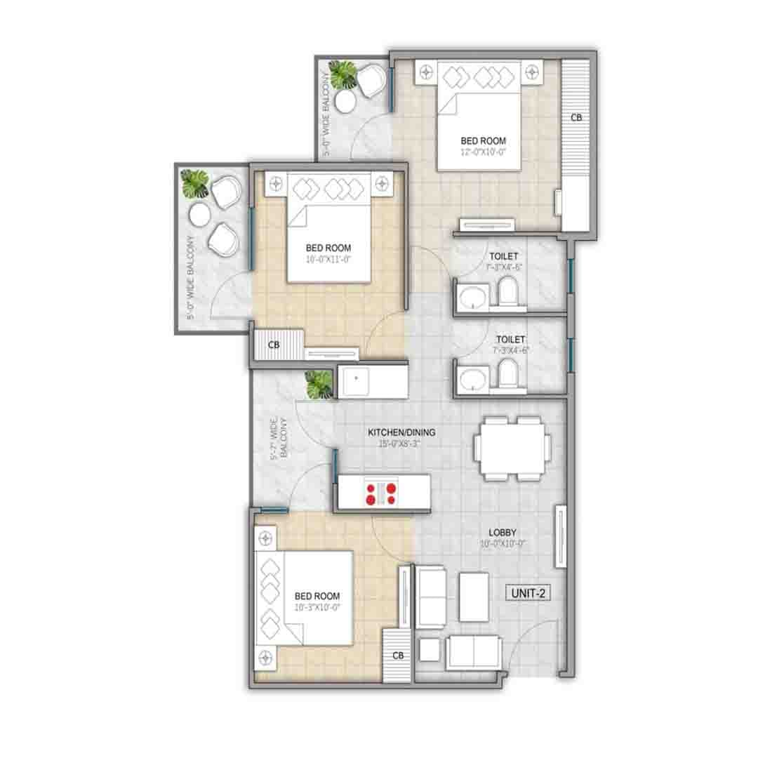4S Aster Avenue 3BHK Type-1 Apartment