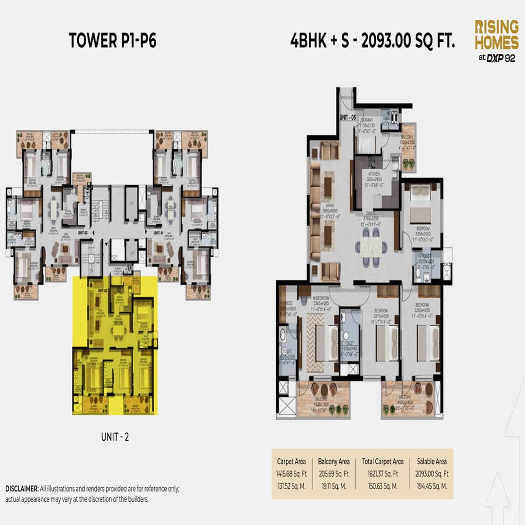 Rising Homes 4BHK Gurgaon Floor Plan