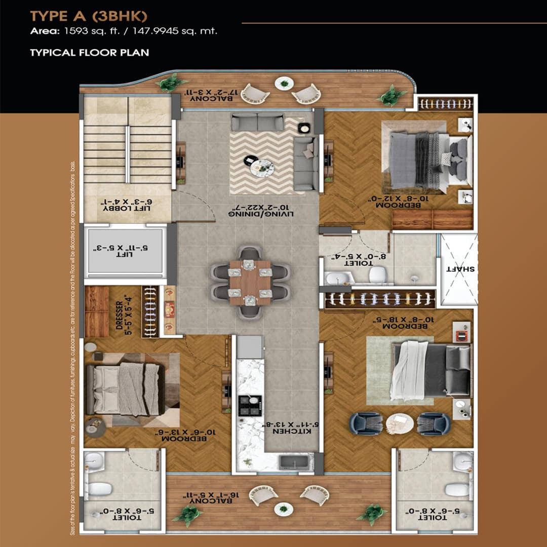 MRG Crown 3BHK Floor Plan
