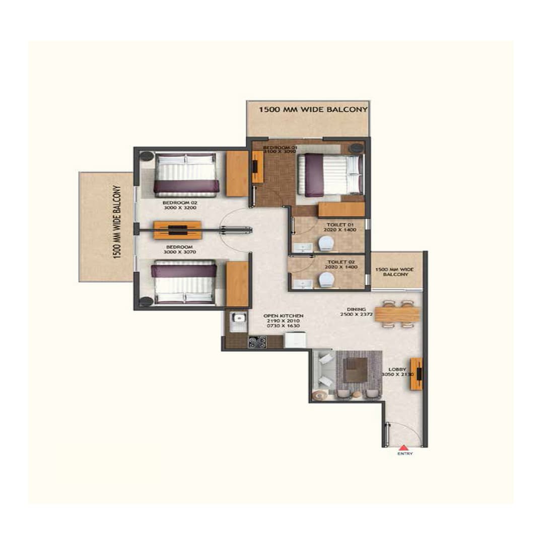 Wal Verde 92 Gurgaon Floor Plan 3BHK
