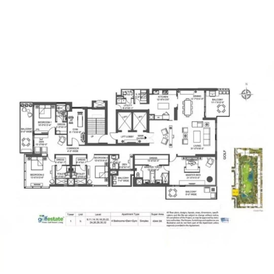 M3M Golf Estate 4BHK Apartment