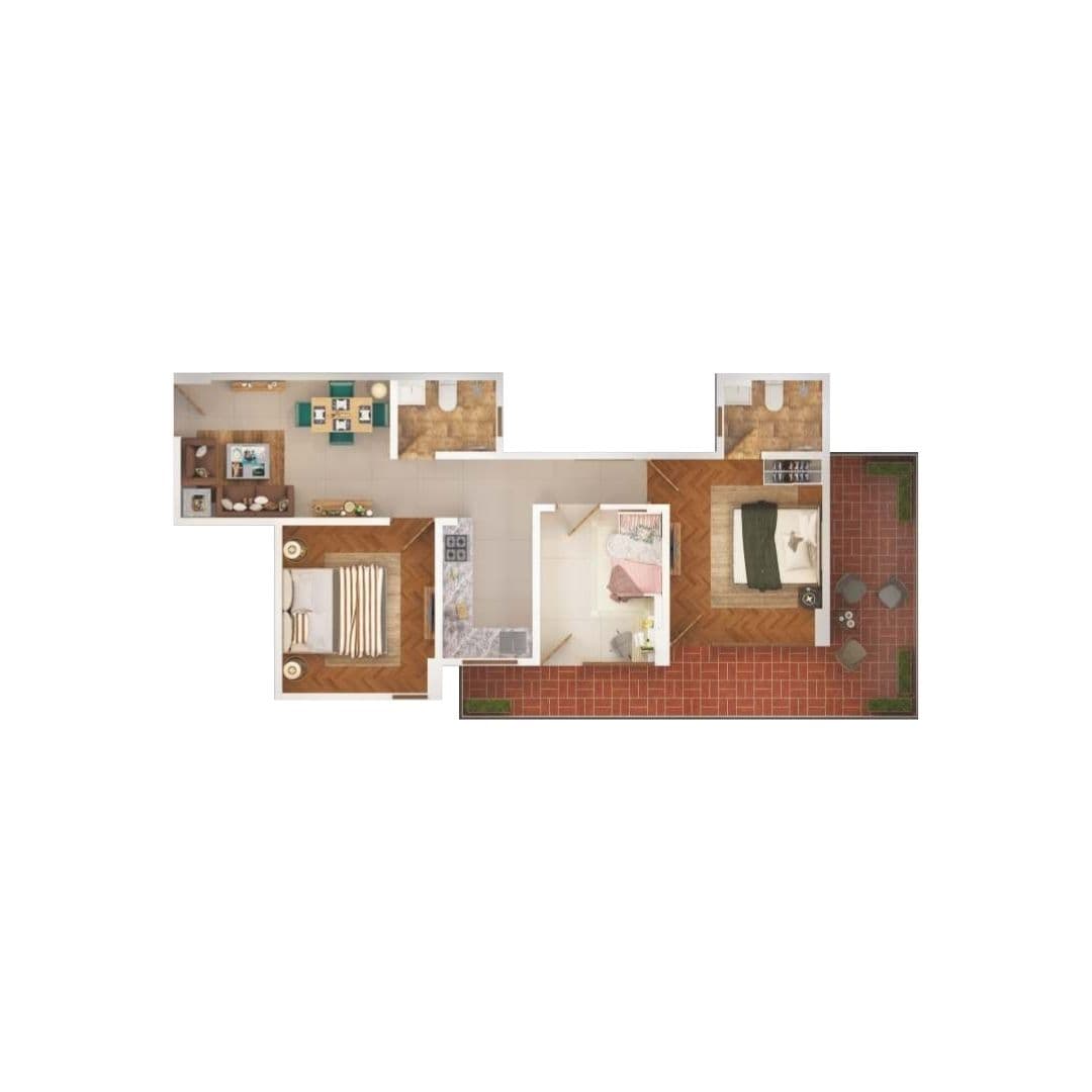 Global Heights 88A 3BHK Floor plan