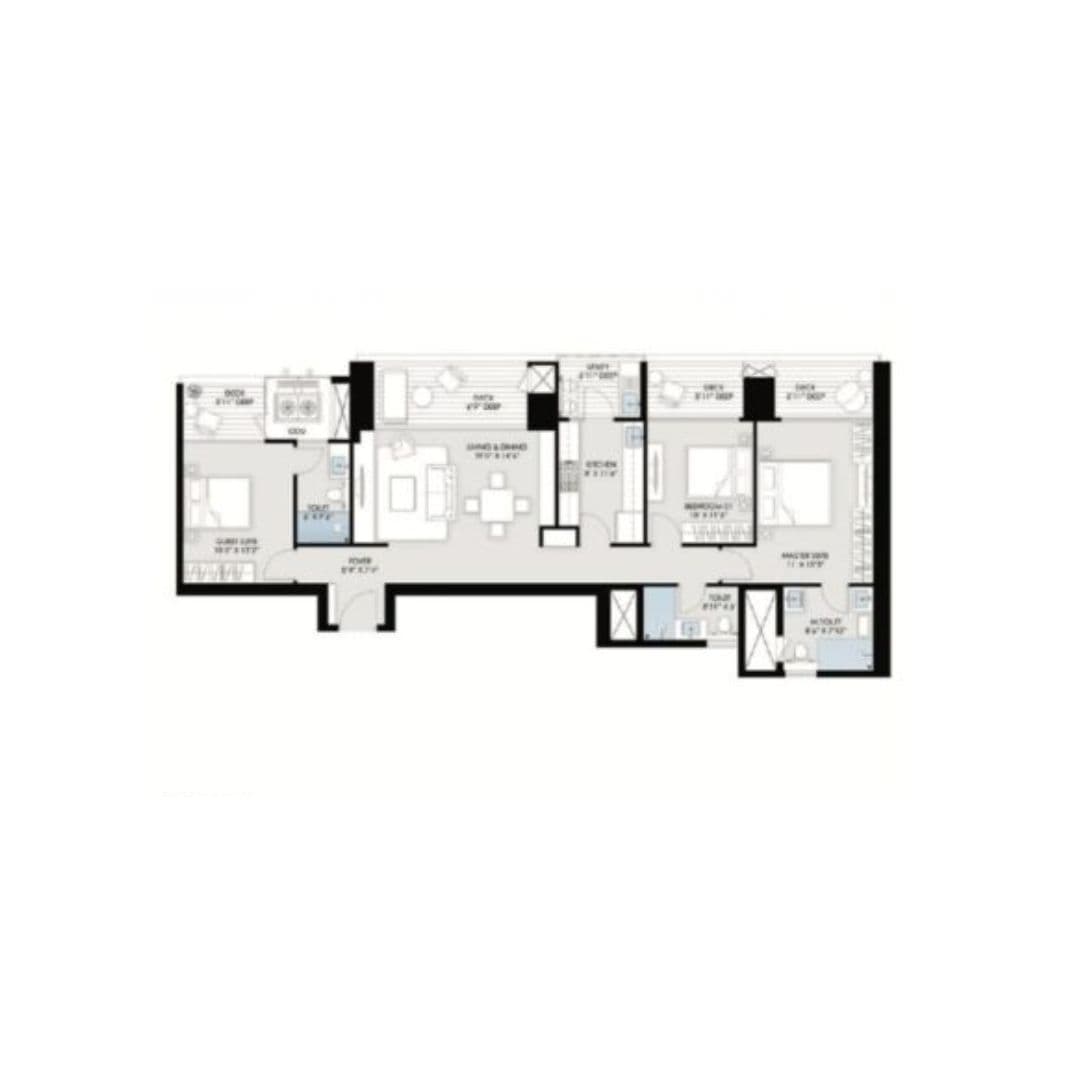 BPTP Gaia Residences 3 BHK – T6 Floor Plan