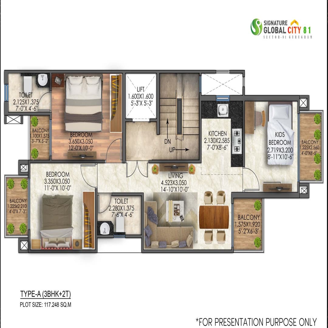 Signature Global City 81 3BHK Floor plan