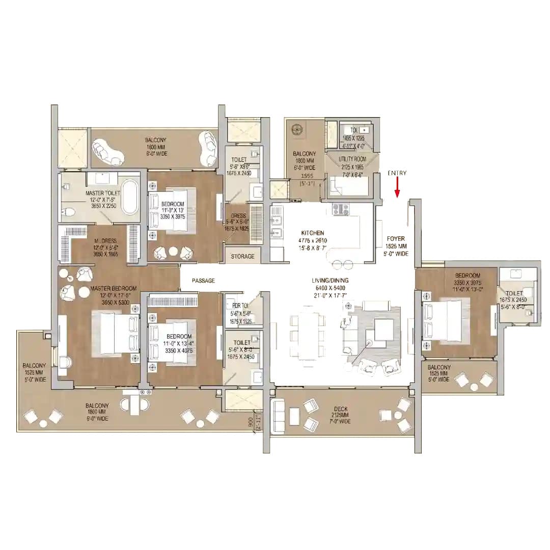 Cloverdale SPR Sector 71 Gurgaon Floor Plan 4BHK