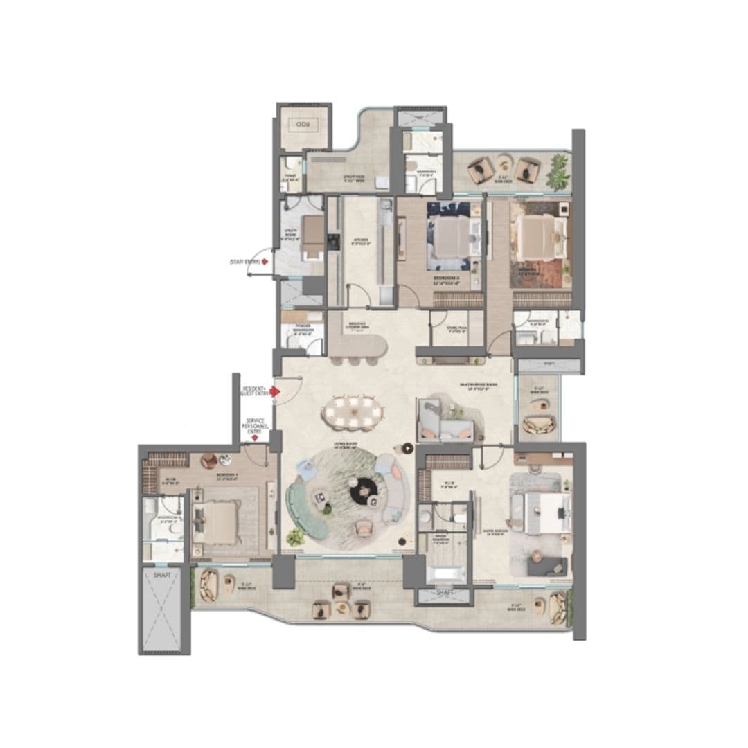 Whiteland Urban Resort 4BHK Floor Plan