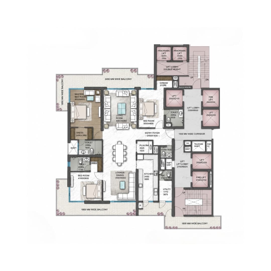 Central Park Delphine 3BHK Apartments