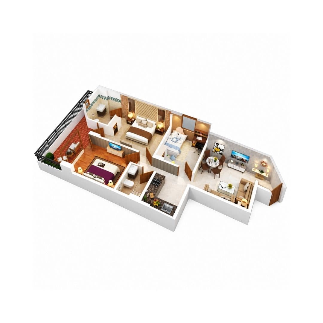 Global Heights 88A 3BHK Floor plan