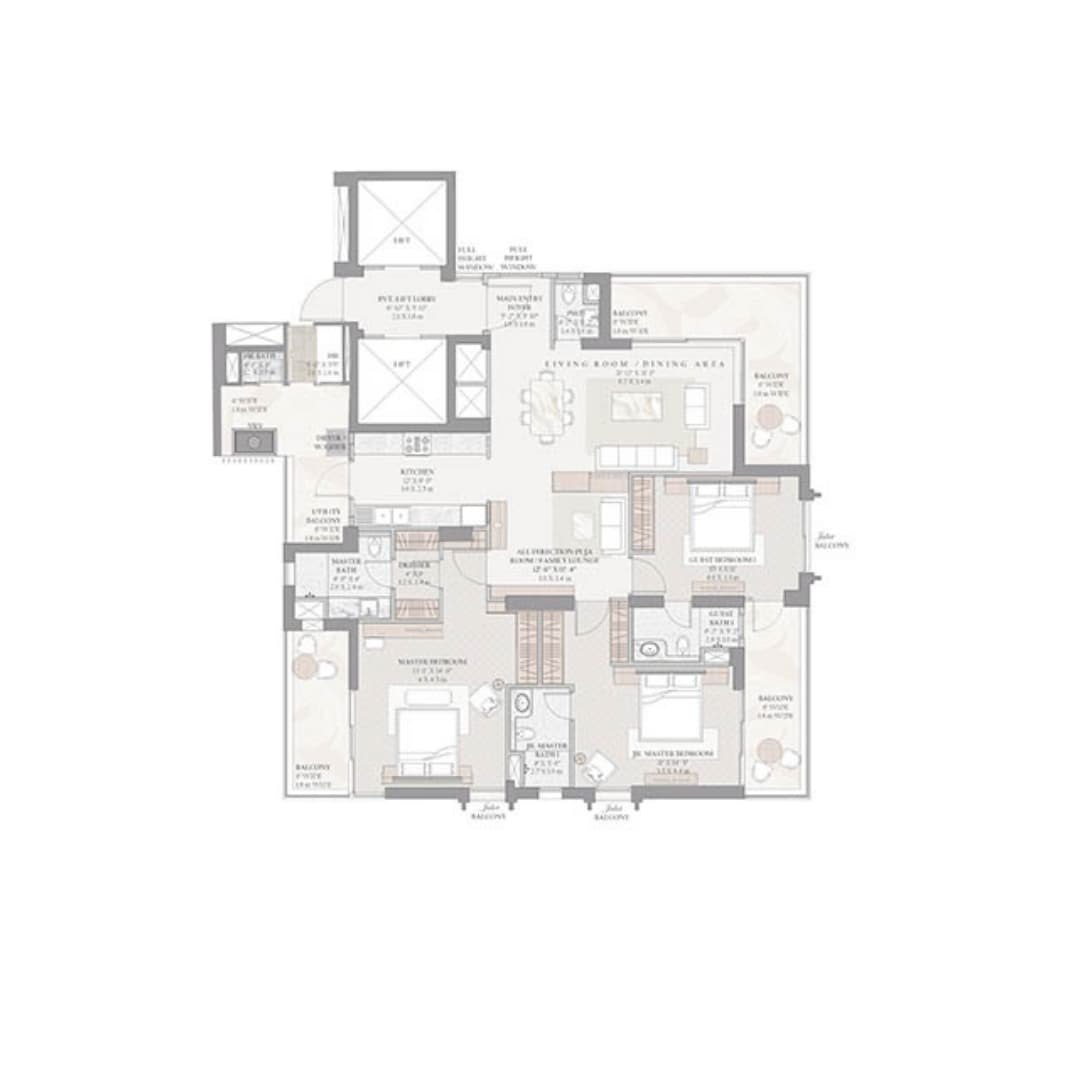 Puri Diplomtic Residences Gurgaon Sector 111 Floor Plan