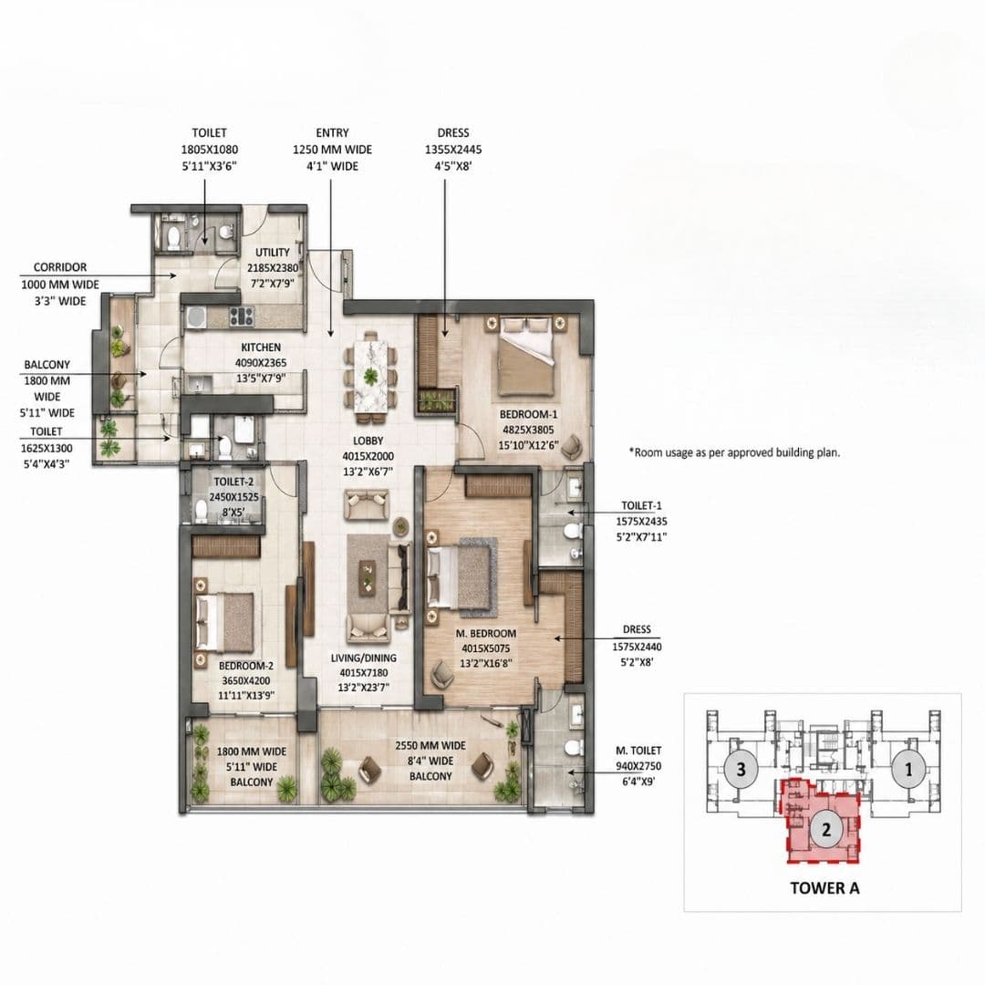 Godrej Miraya 3BHK Apartment