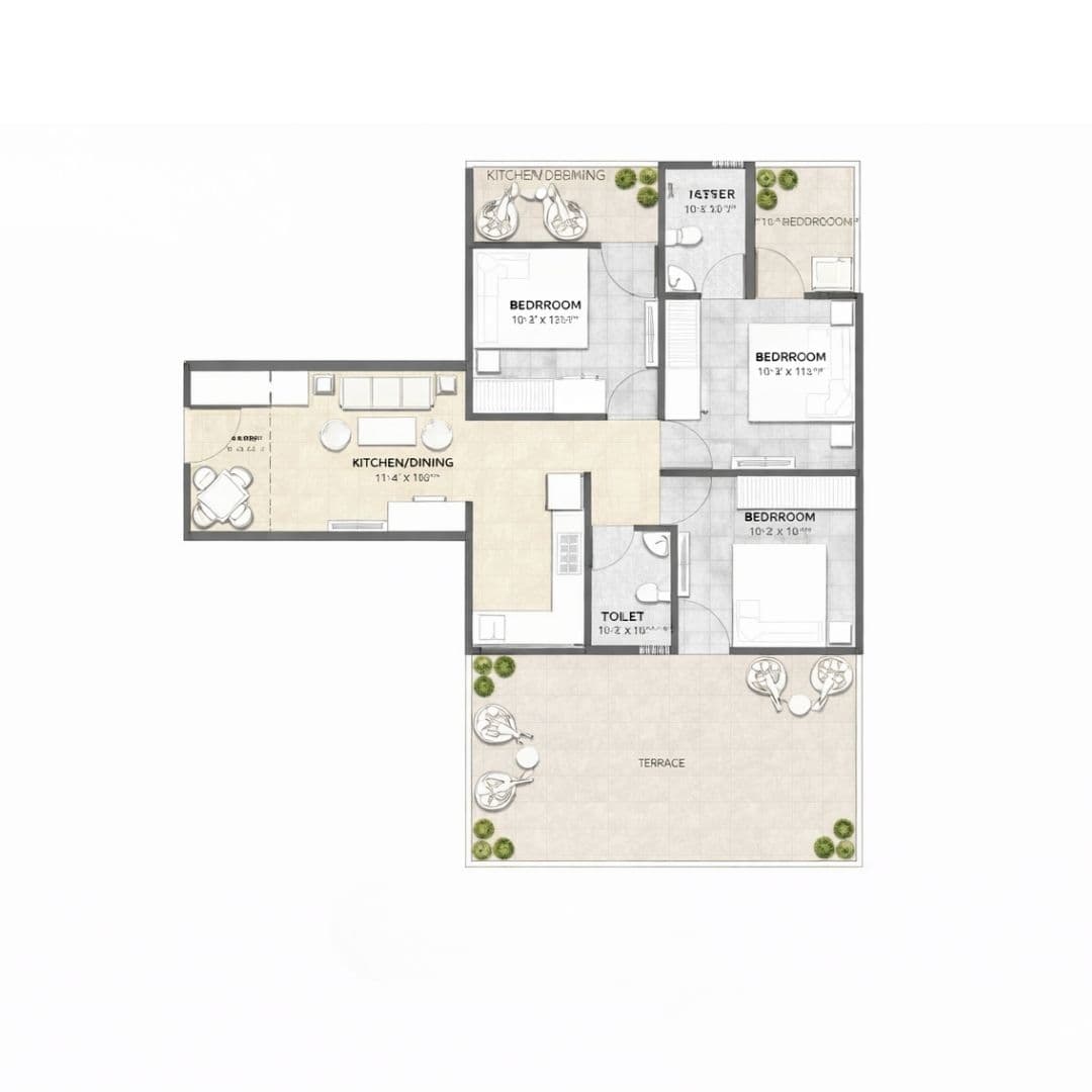 Yashika Green Square 3BHK (Type-4A) Apartment