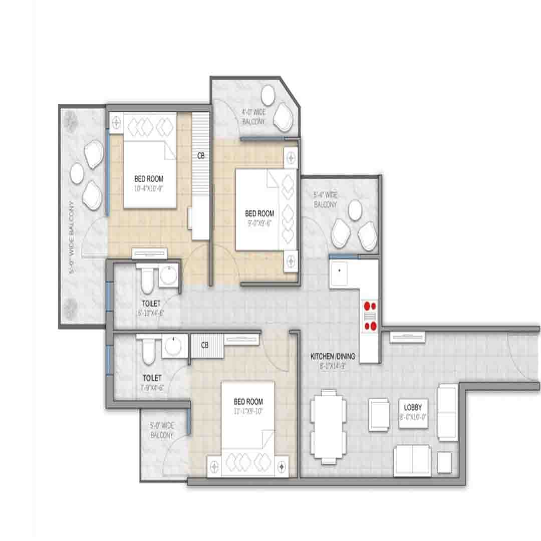 4S Aster Avenue 3BHK Type-2 Apartment