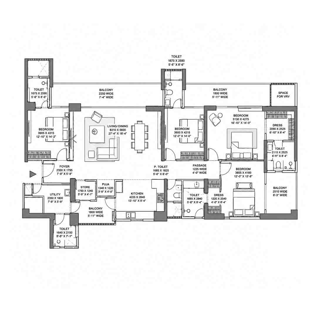 Godrej Samaris 4BHK floor plan