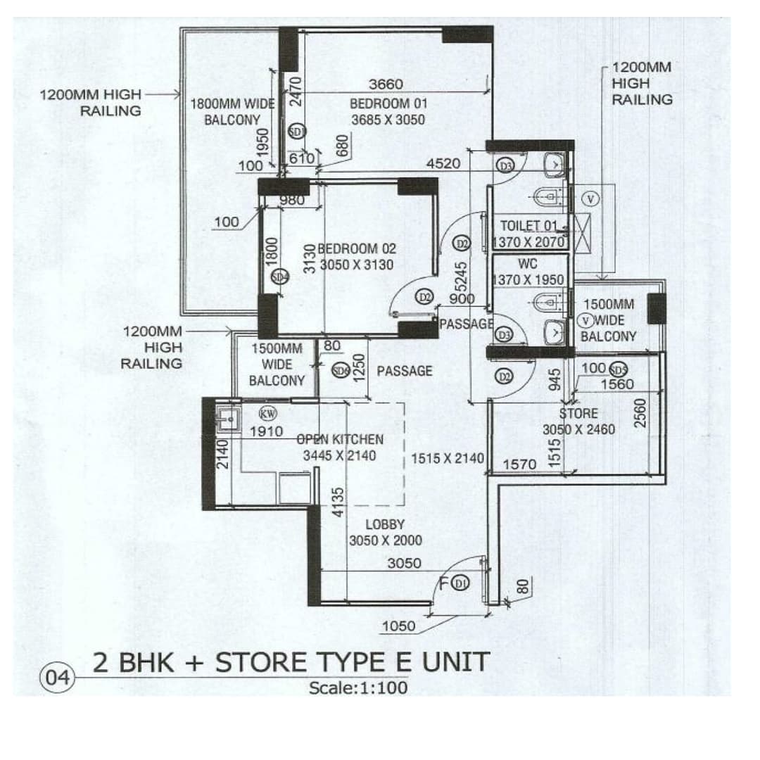 Floor Plans 2BHK +store of GLS Avenue 81 Phase 2