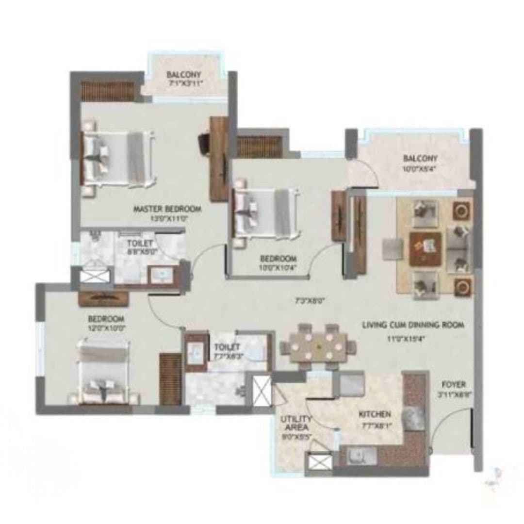 SS Cendana Residences 3BHK+2T