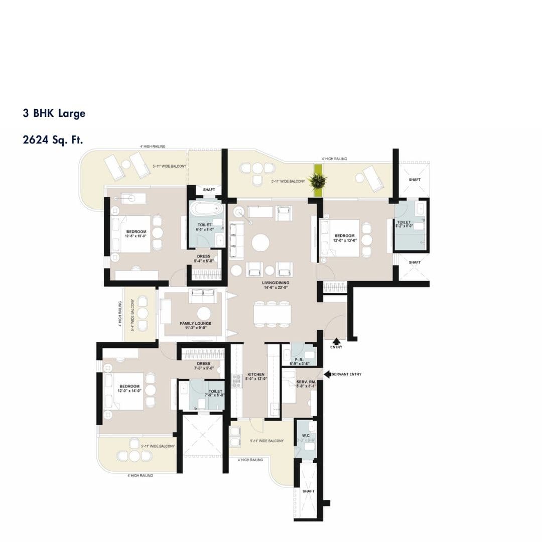 4S Aurrum Gurgaon 3BHK Floor Plan