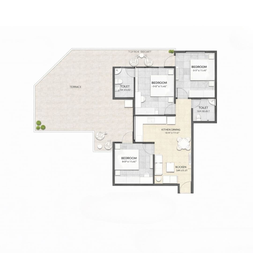 Yashika Green Square 3BHK (Type-7B) Apartment