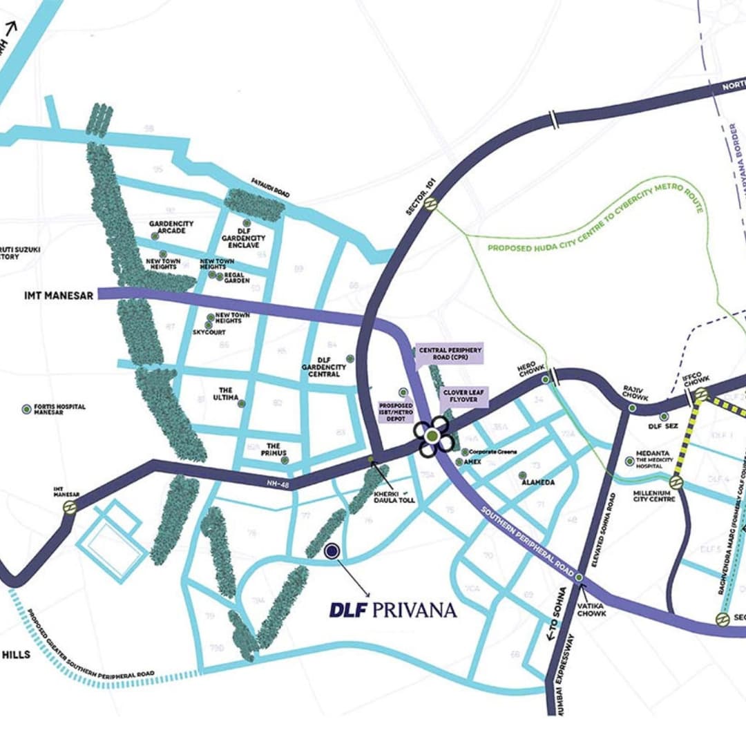 DLF Privana West Location Map