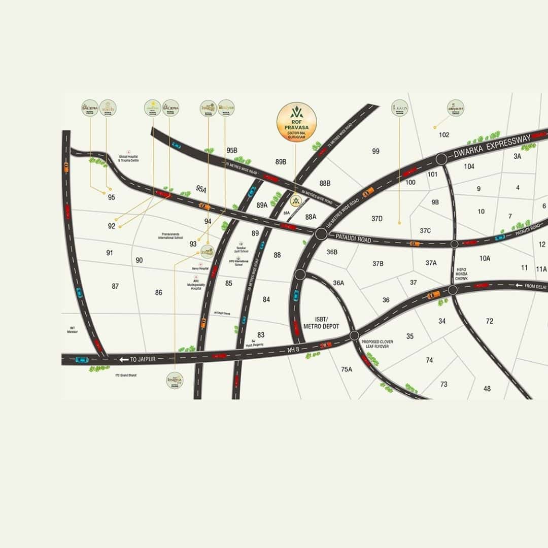ROF Pravasa Gurgaon Sector 88A Location Map