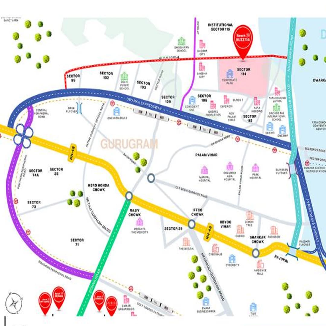 Reach Buzz Sector 114 Gurgaon Location Map